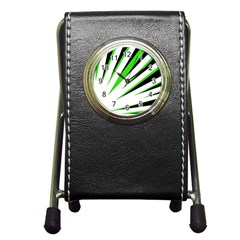 Rays Light Chevron White Green Black Pen Holder Desk Clocks by Mariart