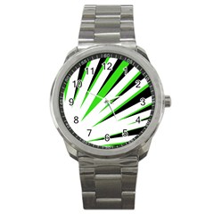 Rays Light Chevron White Green Black Sport Metal Watch by Mariart