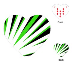 Rays Light Chevron White Green Black Playing Cards (heart)  by Mariart