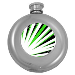 Rays Light Chevron White Green Black Round Hip Flask (5 Oz) by Mariart