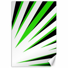 Rays Light Chevron White Green Black Canvas 12  X 18  