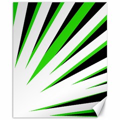 Rays Light Chevron White Green Black Canvas 11  X 14   by Mariart