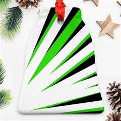 Rays Light Chevron White Green Black Bell Ornament (two Sides) by Mariart