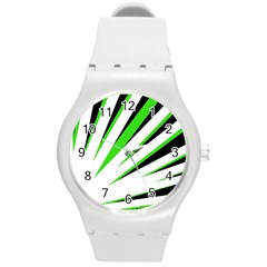 Rays Light Chevron White Green Black Round Plastic Sport Watch (m) by Mariart