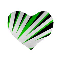 Rays Light Chevron White Green Black Standard 16  Premium Heart Shape Cushions by Mariart