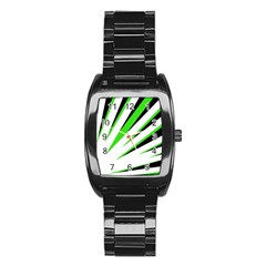 Rays Light Chevron White Green Black Stainless Steel Barrel Watch