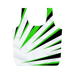 Rays Light Chevron White Green Black Full Print Recycle Bags (m) 