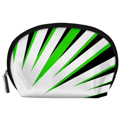 Rays Light Chevron White Green Black Accessory Pouches (large)  by Mariart