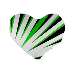 Rays Light Chevron White Green Black Standard 16  Premium Flano Heart Shape Cushions by Mariart