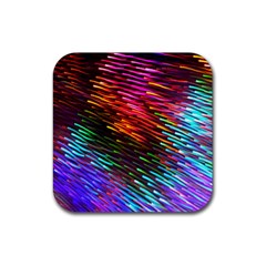 Rainbow Shake Light Line Rubber Coaster (square)  by Mariart