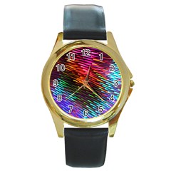 Rainbow Shake Light Line Round Gold Metal Watch