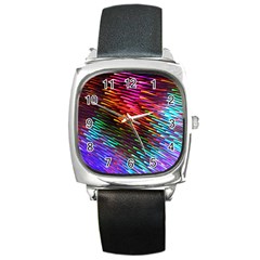 Rainbow Shake Light Line Square Metal Watch by Mariart