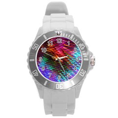 Rainbow Shake Light Line Round Plastic Sport Watch (l) by Mariart