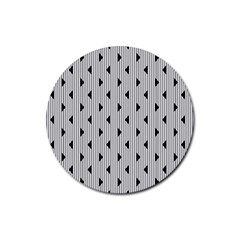 Stripes Line Triangles Vertical Black Rubber Round Coaster (4 Pack) 