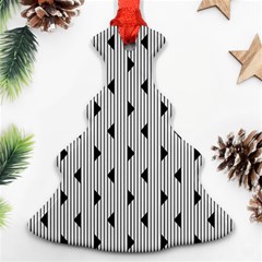 Stripes Line Triangles Vertical Black Christmas Tree Ornament (two Sides)