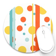 Stripes Dots Line Circle Vertical Yellow Red Blue Polka Round Mousepads by Mariart