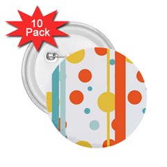 Stripes Dots Line Circle Vertical Yellow Red Blue Polka 2 25  Buttons (10 Pack)  by Mariart