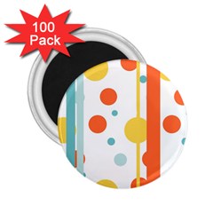 Stripes Dots Line Circle Vertical Yellow Red Blue Polka 2 25  Magnets (100 Pack)  by Mariart