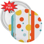 Stripes Dots Line Circle Vertical Yellow Red Blue Polka 3  Buttons (10 pack)  Front