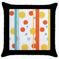 Stripes Dots Line Circle Vertical Yellow Red Blue Polka Throw Pillow Case (black)