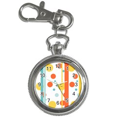 Stripes Dots Line Circle Vertical Yellow Red Blue Polka Key Chain Watches