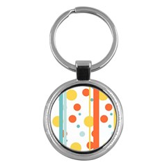 Stripes Dots Line Circle Vertical Yellow Red Blue Polka Key Chains (round) 