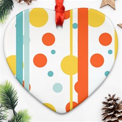 Stripes Dots Line Circle Vertical Yellow Red Blue Polka Heart Ornament (two Sides) by Mariart