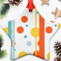 Stripes Dots Line Circle Vertical Yellow Red Blue Polka Star Ornament (two Sides) by Mariart