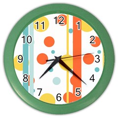 Stripes Dots Line Circle Vertical Yellow Red Blue Polka Color Wall Clocks by Mariart