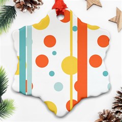 Stripes Dots Line Circle Vertical Yellow Red Blue Polka Snowflake Ornament (two Sides) by Mariart