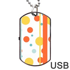 Stripes Dots Line Circle Vertical Yellow Red Blue Polka Dog Tag Usb Flash (one Side) by Mariart