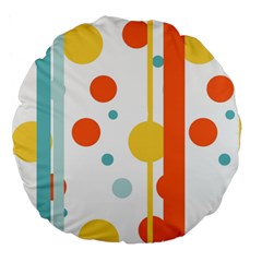 Stripes Dots Line Circle Vertical Yellow Red Blue Polka Large 18  Premium Round Cushions by Mariart