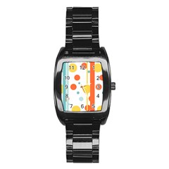 Stripes Dots Line Circle Vertical Yellow Red Blue Polka Stainless Steel Barrel Watch by Mariart