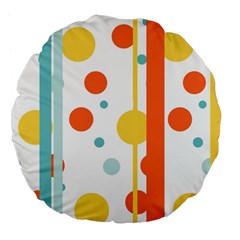 Stripes Dots Line Circle Vertical Yellow Red Blue Polka Large 18  Premium Flano Round Cushions by Mariart