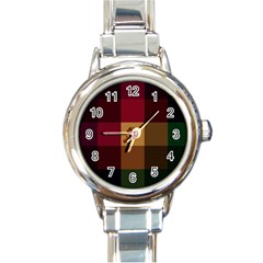 Stripes Plaid Color Round Italian Charm Watch