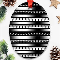 Tribal Stripes Black White Ornament (oval)