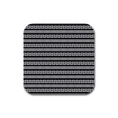 Tribal Stripes Black White Rubber Square Coaster (4 Pack) 