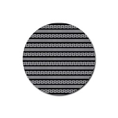 Tribal Stripes Black White Rubber Coaster (round)  by Mariart