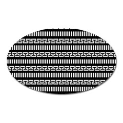 Tribal Stripes Black White Oval Magnet by Mariart