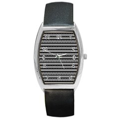 Tribal Stripes Black White Barrel Style Metal Watch by Mariart