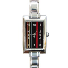 Stripes Line Black Red Rectangle Italian Charm Watch