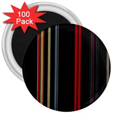 Stripes Line Black Red 3  Magnets (100 Pack)