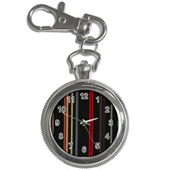 Stripes Line Black Red Key Chain Watches by Mariart