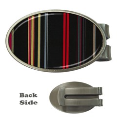 Stripes Line Black Red Money Clips (oval)  by Mariart