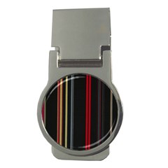 Stripes Line Black Red Money Clips (round) 