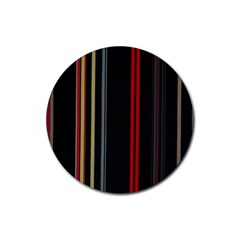 Stripes Line Black Red Rubber Round Coaster (4 Pack) 