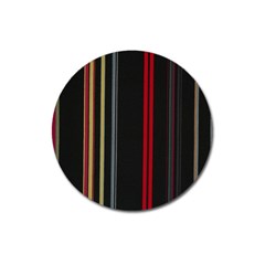 Stripes Line Black Red Magnet 3  (round)