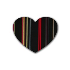 Stripes Line Black Red Heart Coaster (4 Pack)  by Mariart