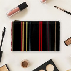 Stripes Line Black Red Cosmetic Bag (medium)  by Mariart