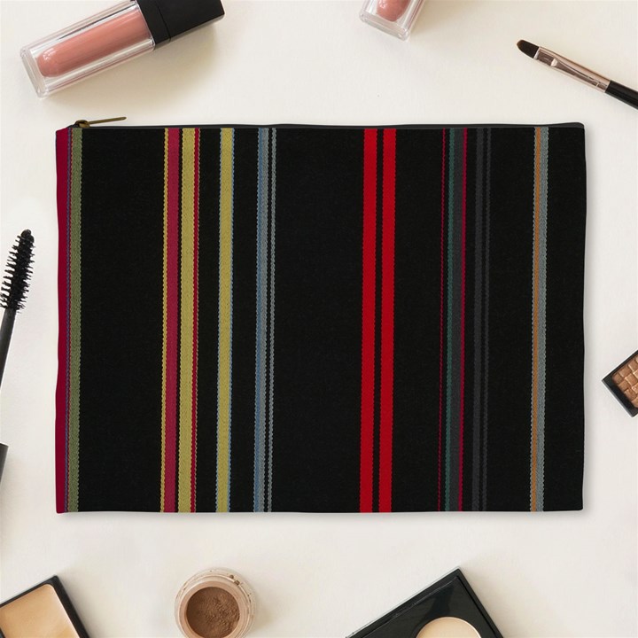 Stripes Line Black Red Cosmetic Bag (XL)